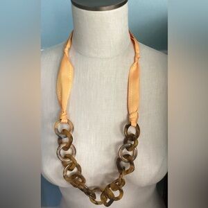 Tortoise Shell and Ribbon Necklace
